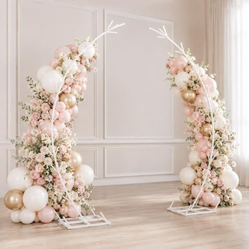 AUTUMFLATGAO Supporto Mezzo Arco per Palloncini Set da 2, Arco in Metallo Bianco 2,2 M per Ghirlande di Palloncini, Decorazioni Floreali, Matrimoni E Feste, Facile da Montare