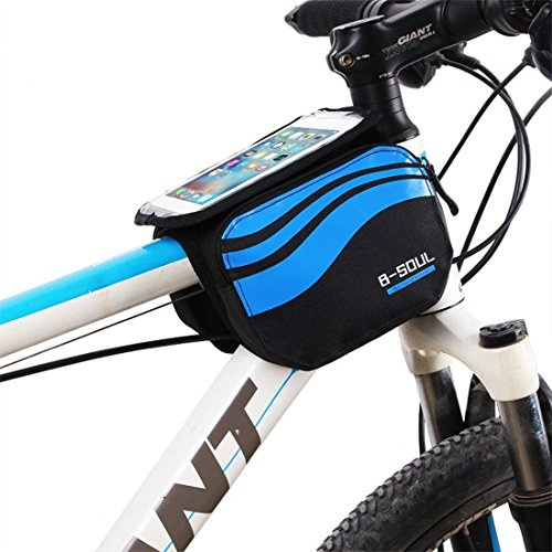ZJchao Bolsa Bicicleta Frontal 2-Lados alforja Delantera Bolsa de Manillar de 5.8 Pulgadas Móvil PVC Transparente Impermeable Bolso para MTB Bicicletas de montaña