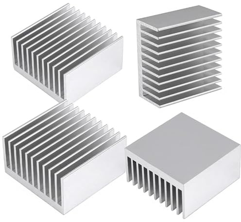 Awxlumv 4PCS Heat Sink Kit 40x40x20mm/ 1.57x1.57x0.79, Anodized Aluminium Heatsink Heat Sync Cooler 40mm for Cooling CPU VRM GPU Led Thermoelectric Peltier Cooler 3D Printers Stepper Motor