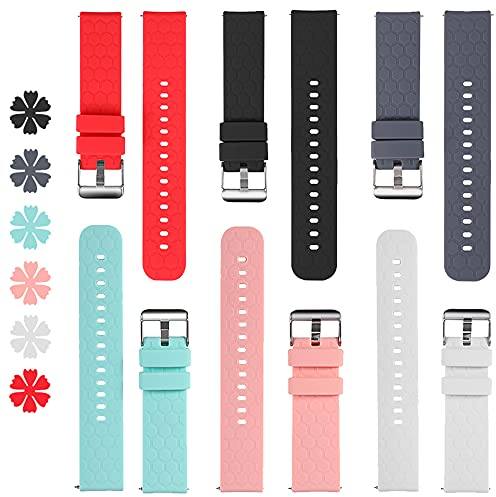 RuenTech 6er-Pack Ersatzband Kompatibel mit ID205L Fitness Tracker Uhr Armband Ersatzarmband Silikonband Armbänder Band (schwarz+weiß+pink+blaugrün+grau+rot)