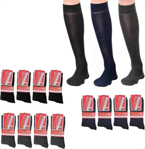 Infinity 12 paia Calze Lunghe Uomo Cotone Filo di Scozia Elasticizzato (43/46, assortite 12 Paia)