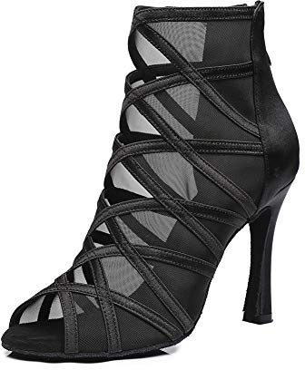 HROYL Stivali da Ballo Latino Donna Scarpe da Ballo da Salon Salsa e Bachata,YCL445-Nero-7.5,EU 36