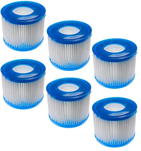 vhbw 6X Filterkartusche Typ VI kompatibel mit Bestway Lay-Z-Spa Paris, Palm Springs Pool - Ersatzfilter Blau Weiß