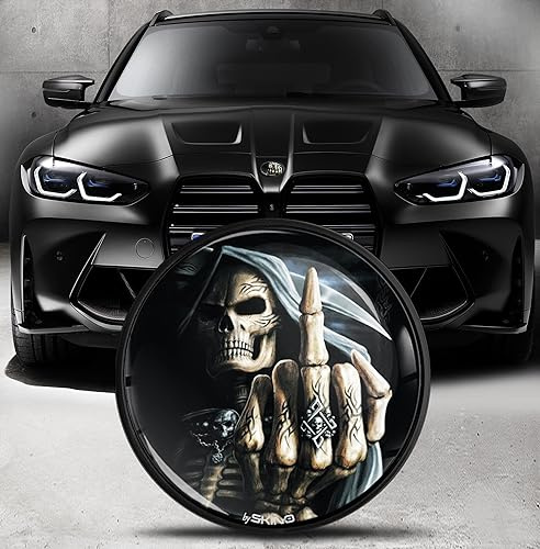 Biomar Labs® uning Emblem för främre huva och bagageutrymme inställningsmärke 82mm Kompatibel med BMW Emblem 51148132375, Skalle, EO 25