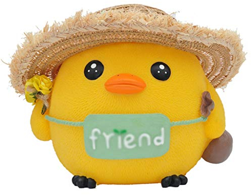 OUSIKA Sparschwein Strohhut Huhn Spardose, Sparschwein Vinyl Spardosen Persönlichkeit Münzbank Ornamente Geschenk for Jungen Kinder Mädchen for Jungen Mädchen Einmachglas (Color : Giallo, Size : Lar