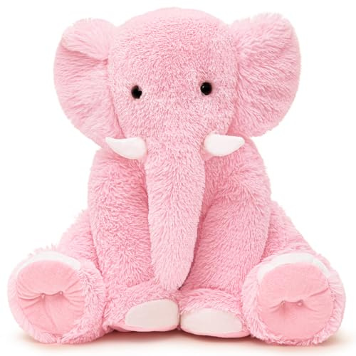 Yeqivo Elefante Imbottito Animale Peluche Regalo per la Fidanzata Bambino Elefante Imbottito per Natale San Valentino Compleanno Festa di Nozze Elephant(50CM,Rosa)
