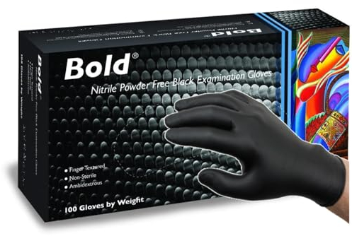 Heavy Duty Strong Disposable Black Nitrile Examination Gloves, Premium Quality| Medical| Mechanical| Industrial| Hair & Beauty| Food| Janitorial| Powder Free| Latex Free (100, XXL)