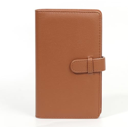 Easy Hood Fotoalbum, Foto Album mit 108 Taschen für Sofortbildkamera, PU Leder Fotobox, Kartenhalter, 3 Zoll Film Fotobuch, Braun