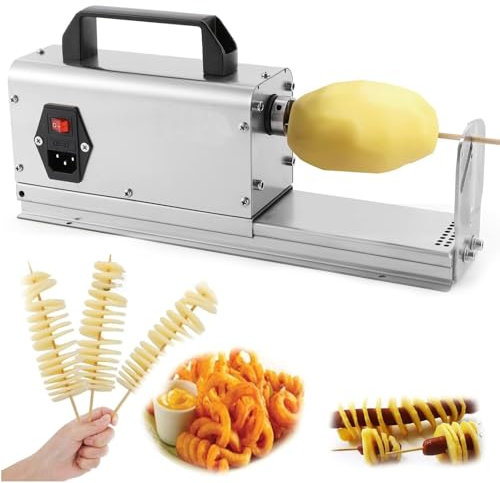 Kommersiell elektrisk pommes frites skärare elektrisk svarvning spiral pommes frites trimmer med 2 mm och 2,5 mm blad pommes frites skärare