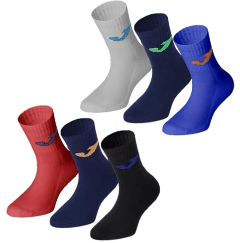 Joma Calze Bambino Bambina in Spugna per Tutte le Stagioni, Calze Tennis Ragazzi Calcio e Basket, Altezza Metà Polpaccio, Calzini Sportivi in Cotone, 6 Paia (ASSORTITO M, 23-28)