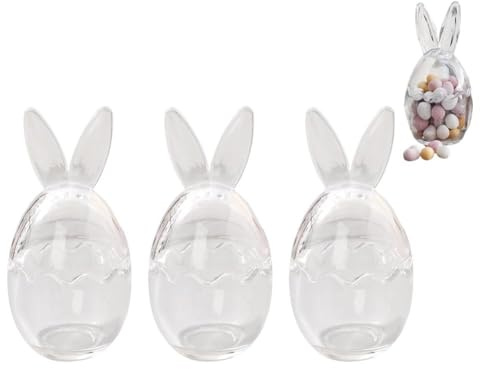 XIAOBAN Hasenform Glas Vorratsdose Süßigkeiten Osterei Korb Osterei Dekoration Zubehör Party Aufbewahrung Ostern