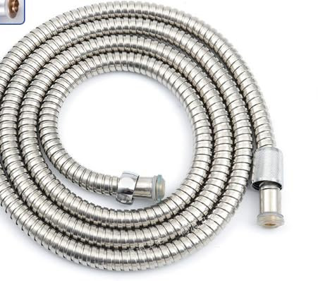 Tubo Doccia 2m - Flessibile Doccia, Cromato, Con Nucleo di Rame Addensato e Dado in Rame, Flessibile e Resistente, Adatto per Doccia o Bagno (2m) (Argento)