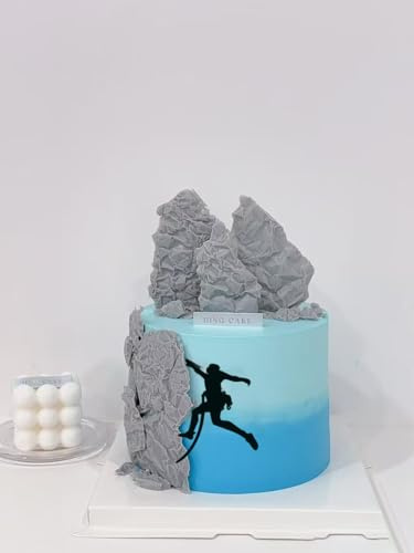 Black Acrylic Rock Climbing Silhouette Cake Topper, Modern Sports Theme Party Decoration Never Give Up Cake Topper,Shower Party Cake Decorations,