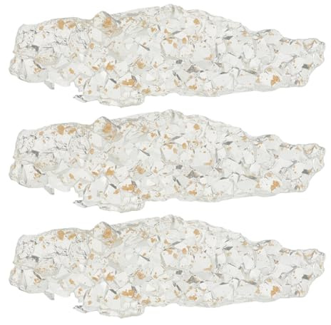 NIYANGLE 3 Pièces Support Pinceaux Nail Art Cristal Transparent avec Or Présentoir Forme Iceberg Organiseur Multifonction pour Pinceaux Manucure et Crayons Artistique