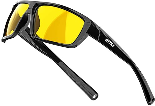 ATTCL Herren Nachtfahrbrille, Nachtsichtbrille für Autofahrer, TR90 Rahmen, Ultraleicht, Gelbe Anti-Glanz Sonnenbrille 5001 Yeshi