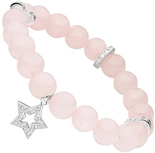 Jobo Damen-Armband Stern Rosenquarz Zirkonia 925 Sterling Silber