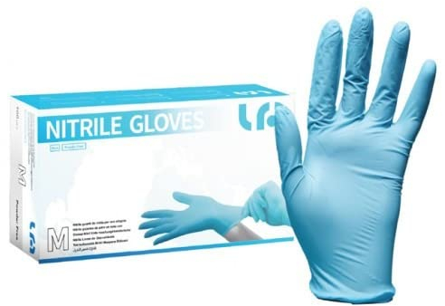 ETIK | Guanti Nitrile, Guanti Monouso, Di Colore Blu Chiaro, Scatola Da 100 pz. Guanti Uso Medicale, Elasticizzati Senza Polvere, Uso Alimentare, Certificati CE (S)