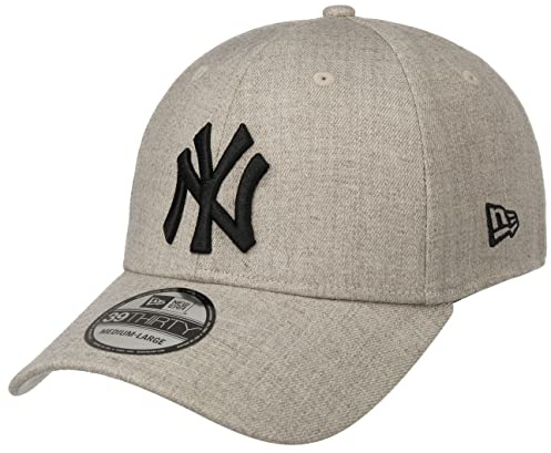 New Era 39Thirty Heather Crown NY Cap Basecap Baseballcap Fullcap Curved Brim MLB York Yankees Damen/Herren - Hinten geschlossen, mit Schirm Herbst Sommer Frühjahr Winter Frühling-Sommer