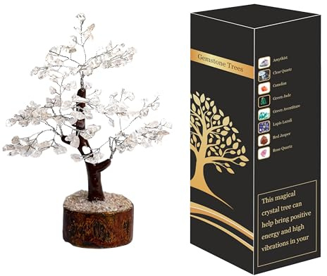 Wonder Care Edelsteinbaum des Lebens, Kristallbaum, Glücksbringer, Heilsteine ​​für Geld, Kristallbaum, Dekoration, Geld, Edelsteinbaum, klarer Quarzbaum (300 Perlen)