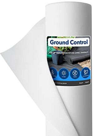 KARAT Unkrautvlies 15 m² - Gartenvlies 150 g/m² - Unkrautfolie Mulchfolie Mulchvlies - Wasser- & Luftdurchlässig - Ground Control (1,5 x 10 m, 1 Rolle, Weiß)
