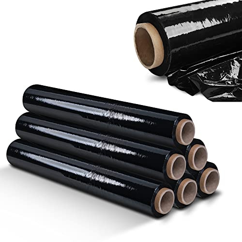 KADAX Lot de 6 films étirables noirs, 300 x 50 cm, 3 kg, pour meubles, entrepôt, transport, film d'emballage résistant