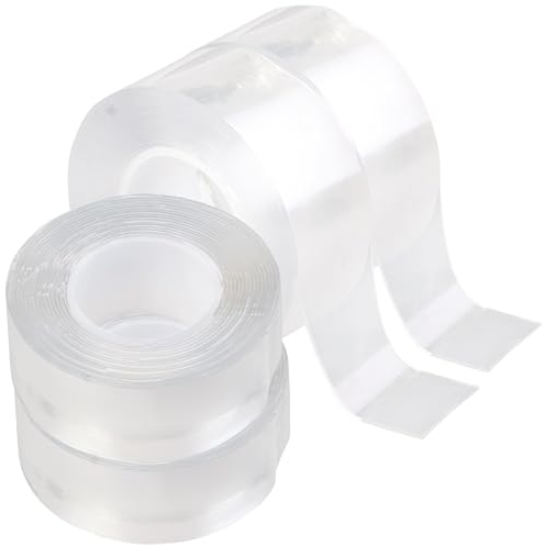 AGT Teppich-Klebeband: 12m Doppelseitiges Nano-Klebeband, 2,5 cm Breite, Tragkraft 110 g/cm² (Klebeband doppelseitig Teppich, Klebeband transparent stark, Selbstklebende Fliesen)