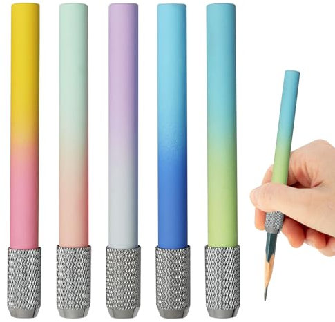 5 Stück Bleistiftverlängerung Mehrere Farben mit Farbverlauf Stiftverlängerung Leicht und Langlebig für Skizze & Kohlebleistift Stiftverlängerung Stifterweiterung für Schule Malatelier Schreibgerät
