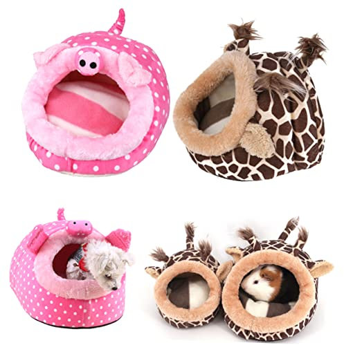 Happyyami Kleintierbett Haustier Für Hamster Igel Eichhörnchen Mäuse Ratten Rosa Schweinchen-Design Schlafkissen Geeignet Für Käfig Auto Reisen