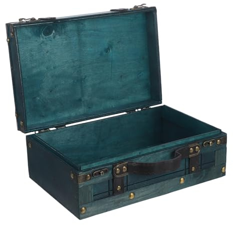 minkissy Caja Organizadora Vintage de Madera para Joyas y Maletín Retro Portátil con Diseño Antiguo Resistente para Decoración y Almacenamiento Multifuncional