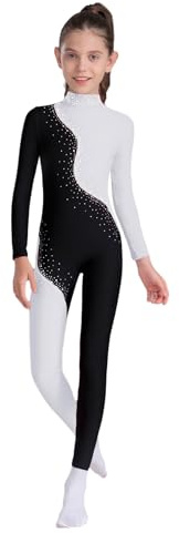 Kaerm Body Danza Classica Bambina Ginnastica Artistica Tuta Intera da Pattinaggio Artistico Maniche Lunghe Balletto Leotards Jumpsuit Sportiva da Allenamento Dancewear Bianco 13-14 anni