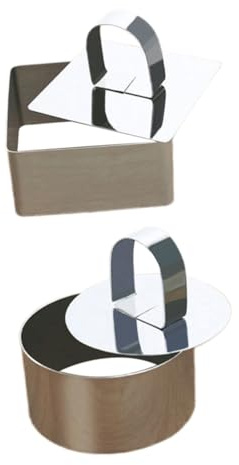 IMIKEYA 2 piezas Anillos de Cocina para Pasteles de Acero Inoxidable Moldes Redondos para Mousse y Postres con Empujador para Repostería y Presentación