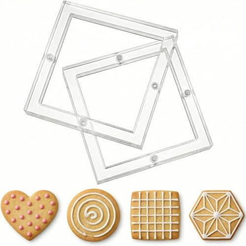 Cookie Stencil Partner Holder, Acrylic 6x6 Magnetic Cookie Stencils for Sugar Airbrush Painting Royal Icing, Magnetic Template Frame Holder for Cookie Decorating Tools