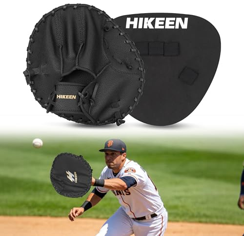 Hikeen 2-Piece Pancake Baseball & Softball Training Glove,Flat Premium Leather and Foam Fielding Gear Set, Infield Training Gloves for Two Hands Practice