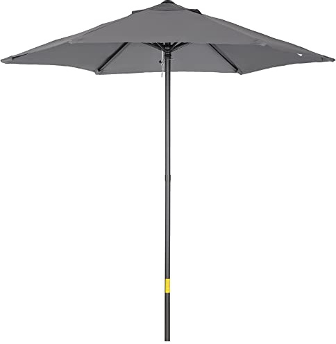 Outsunny Sombrilla de Terraza Exterior Ø2x2 m Poste de Aluminio Gris Oscuro