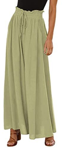 Pantalones de verano para mujer, ligeros, holgados, pantalones de tela, pantalones de pierna ancha, pantalones de palazzo, pantalones marlene, elegantes, traje de pantalón, pantalones casuales