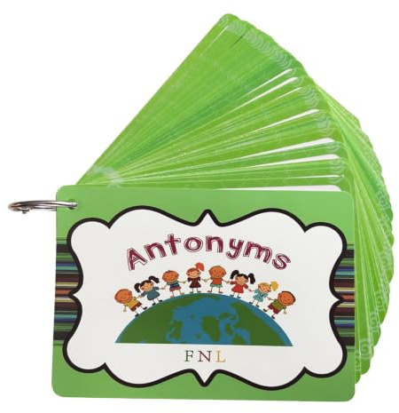 Wsymxuo 51 Pièces Cartes D'antonymes Préscolaire Cartes Lexique Illustré Jouet d’Apprentissage pour Enfants, Tout-Petits, Maternelle, Déplacement, Maison