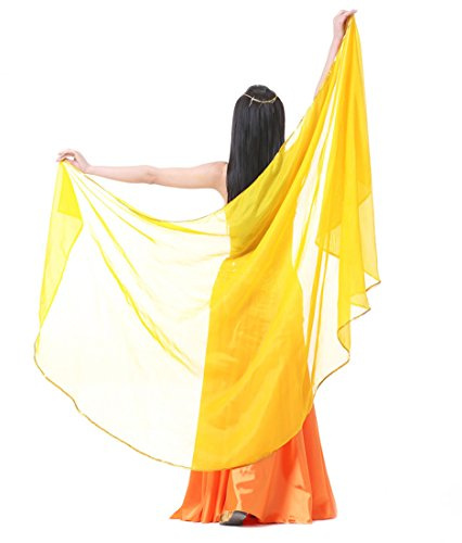 Calcifer Voile de danse du ventre en mousseline pour femmes, accessoire pour danseuses professionnelles, 250 x 120 cm, jaune
