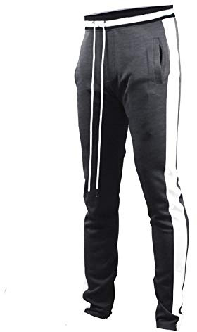 Screenshotbrand - Pantalones de chándal para Hombre (Corte Ajustado, Parte Inferior atlética con Cinta Lateral) - Gris - Medium