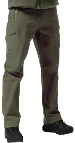 FREE SOLDIER Pantaloni da Lavoro Uomo Pantaloni Sci Termici Pantaloni Trekking Impermeabile Invernali Pantaloni da Caccia Militari Tattici Pantaloni da Neve Softshell Foderati in Pile(Verde,48)