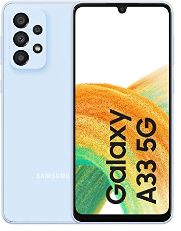 Samsung Galaxy A33 5G (128 GB) Azul Claro -Smartphone Android de 6 GB RAM, Teléfono Móvil Libre con Carga rápida, Batería de 5000 mAh y pantalla de 6,4'' (Versión ES)