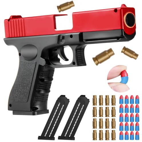 Spielzeug Pistole, Soft Foam Bullet Spielzeugpistole Kinder Manuelles Nachladen mit Munition Automatisch Auswurf von Verschossenen Pistolenmodell für 12+ Kindergeschenke