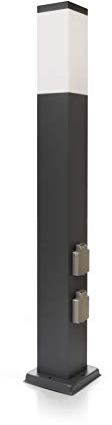 LED Universum Lampada da vialetto antracite con 2 prese, 80 cm, in acciaio inox e presa da giardino (senza sensore crepuscolare, senza lampadina)