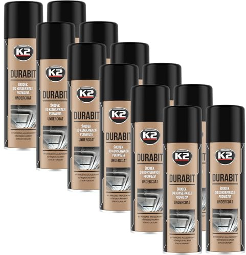 K2 Spray Antigravilla Protección de Bajos Pack de 12 Bituminosa Protector de Chasis y Umbrales, Efecto Fonoabsorbente y Anticorrosión - 500 ML
