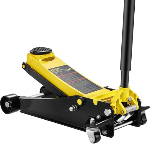 VEVOR Floor Jack, 4 Ton Low Profile, Heavy-duty Steel Racing Floor Jack with Dual Pistons Quick Lift Pump, Lifting Range 3.35-19.69