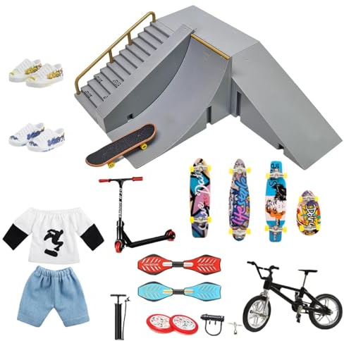 Genérico Kit para Finger Skateboard | Juego de rampas para diapasón con Juguetes para Dedos | Bicicletas Patines Scooter Modelo de Parque de Patinaje múltiple para Entrenamiento de patineta con Dedos