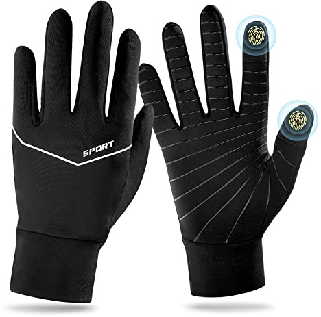 Naler Winter Cycling Gloves, Thin Thermal Touch Screen Running Gloves for Men Women, Lightweight Non-Slip Fleece Lined Driving Gloves for Texting