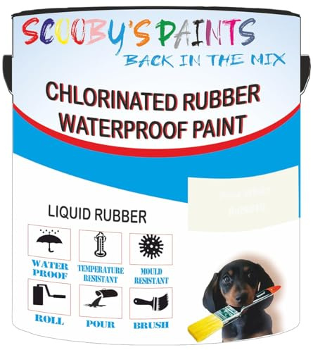 Scooby's Paints Chlorinated Rubber Waterproof Paint, Liquid Rubber (A1A Pure White Ral9010, 1 Liter)