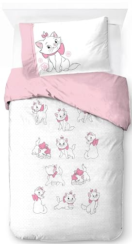 Jay Franco Disney Aristocats Marie 100% Cotton Single Duvet Cover Set - White Kitty Bedding Includes 50 x 70 cm Pillowcase