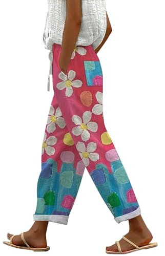 VgguDoe Jeans Hosenrock Damen Jogging Damen Hose Hose Musselin Damen Damenhose 7/8 Kurze Hose Leinen Damen Set Hose und Sommer Damen Baumwolle Leinen Freizeithosen Lange Beine