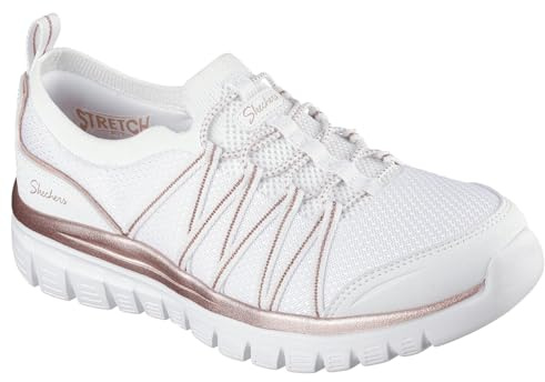 Skechers Women's Graceful Purecrush Trainers, White Rose Gold Knit, 4 UK